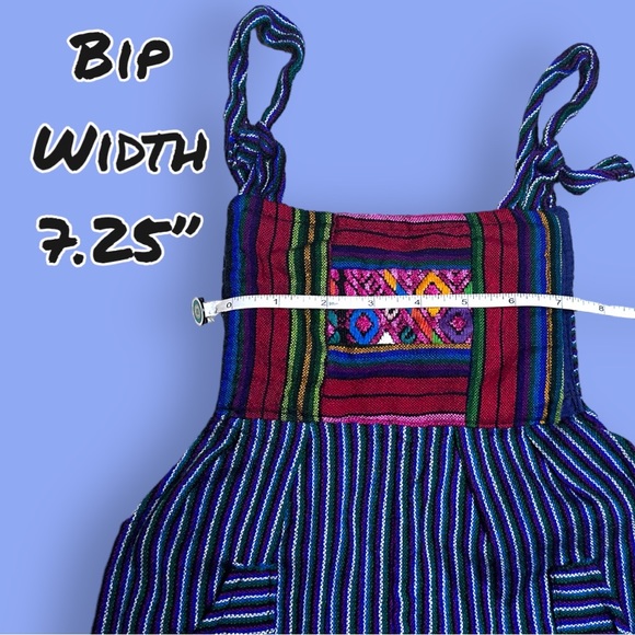 EUC Children’s Woven Multi-Color Striped Knit Romper. Adjustable Size 2-3T - Picture 6 of 8